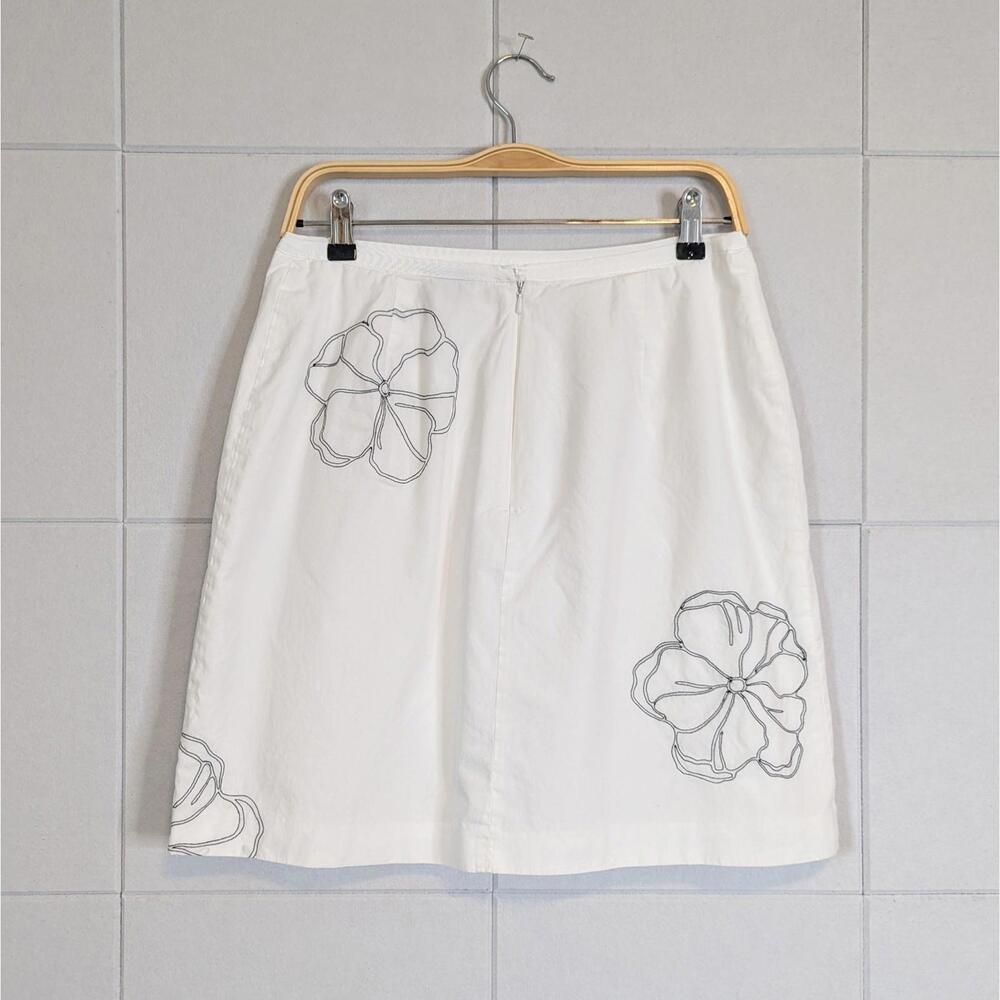 Vintage 90s Casual Corner cotton minimalist flower stitch short skirt - Picture 6 of 8